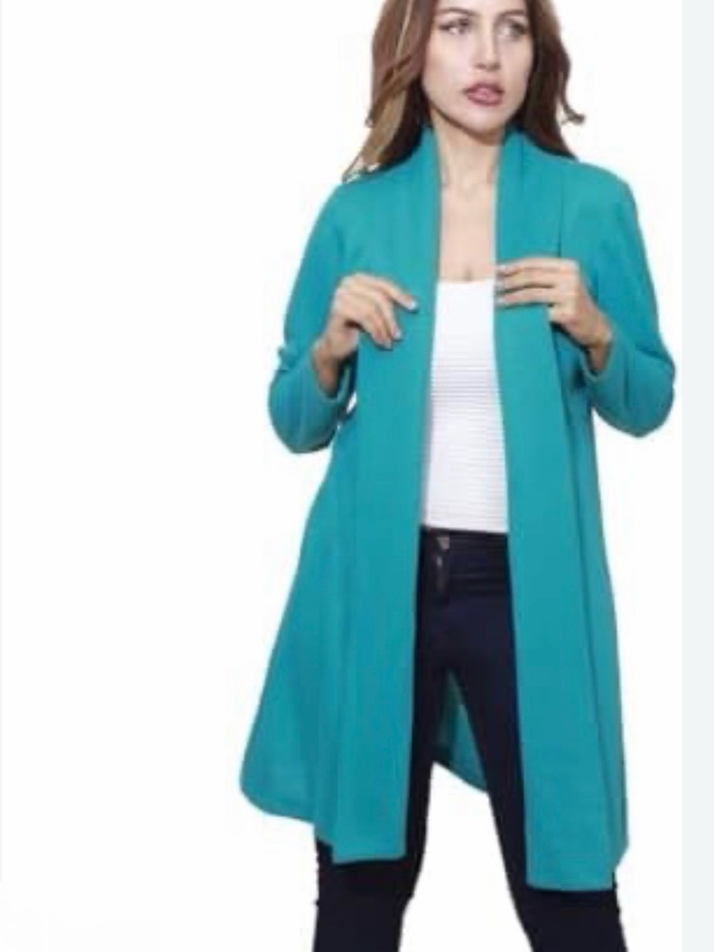Milly Penzance NWT Open Front Pleated Elbow Length Sleeve Long Cardigan